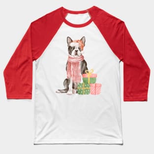 Christmas Boston Terrier Baseball T-Shirt